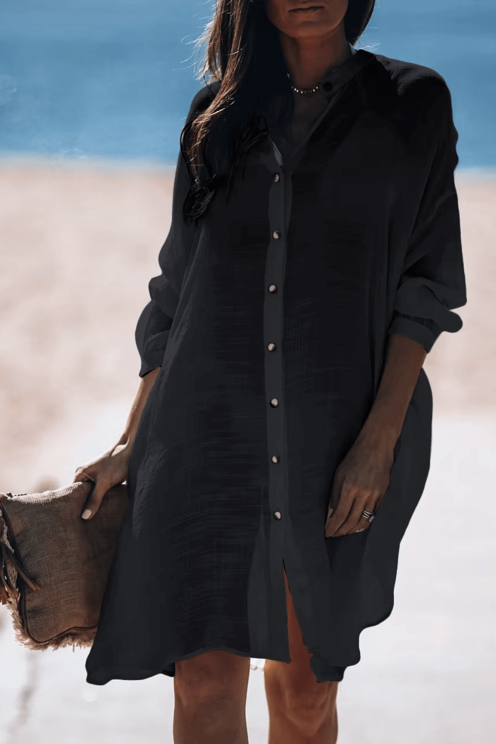 saída de praia chamise, chemise praia, saida de praia, saida de praia elegante, saida de praia longa, chemise, chemise de praia, chemise branca, chemise preta