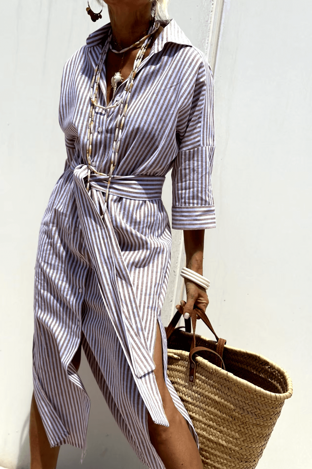 Vestido Camisão Vestido Estilo Camisa Longo Vestido Chemise Longo