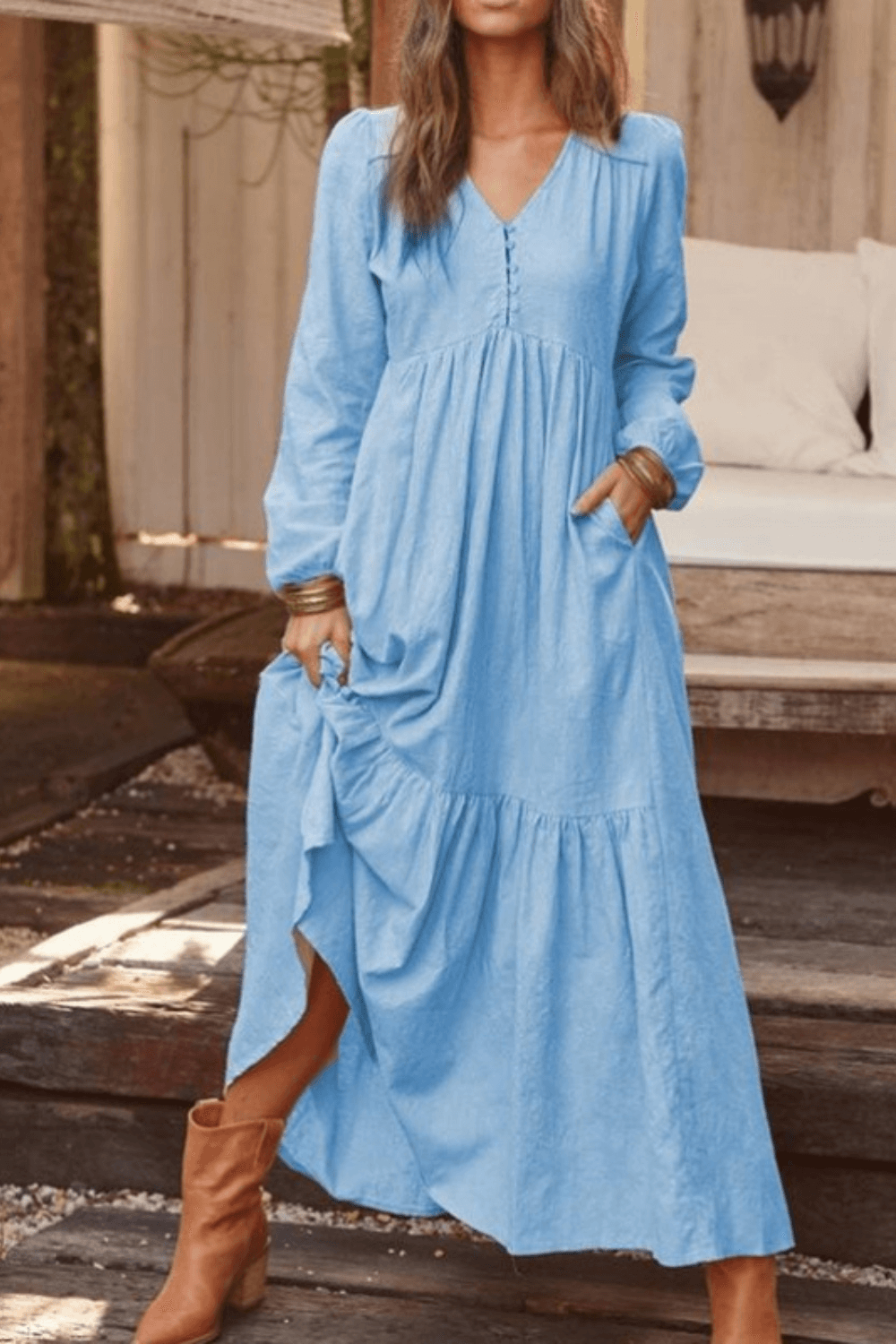 Vestido longo de inverno, vestido manga longa, vestido lingo , vestido longo soltinho, vestido longo manga longa, vestido boemio inverno, vestido boho, vestido solto, vestido babado inverno, baliloves