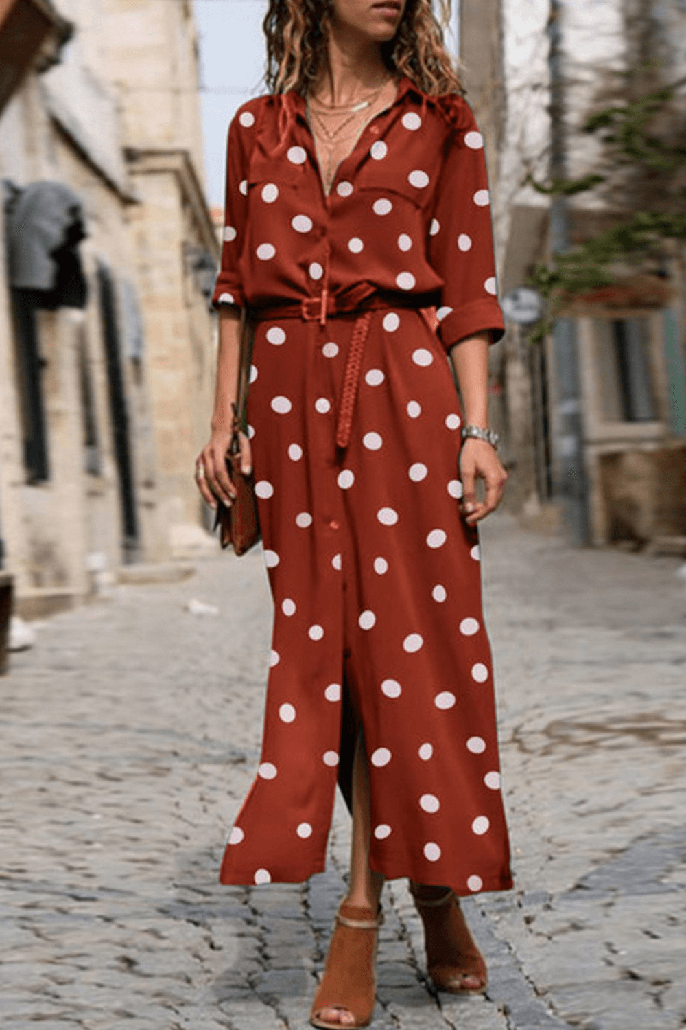 Vestido Longo Casual Poá – Baliloves - Main Image