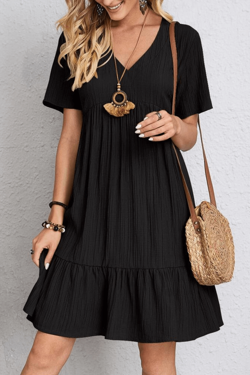 vestido curto, vestido soltinho, vestido vintage, vestido com manga curta, vestido com babado, vestidos, vestidos curtos, vestidos baliloves