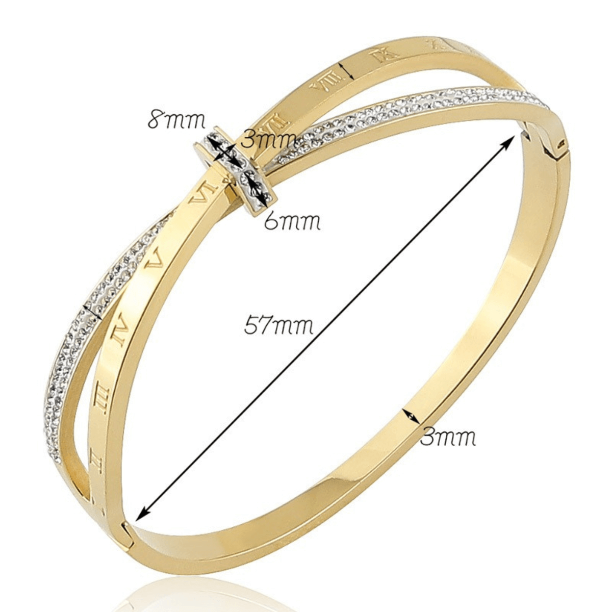 Bracelete Feminino Romano com Zircônia