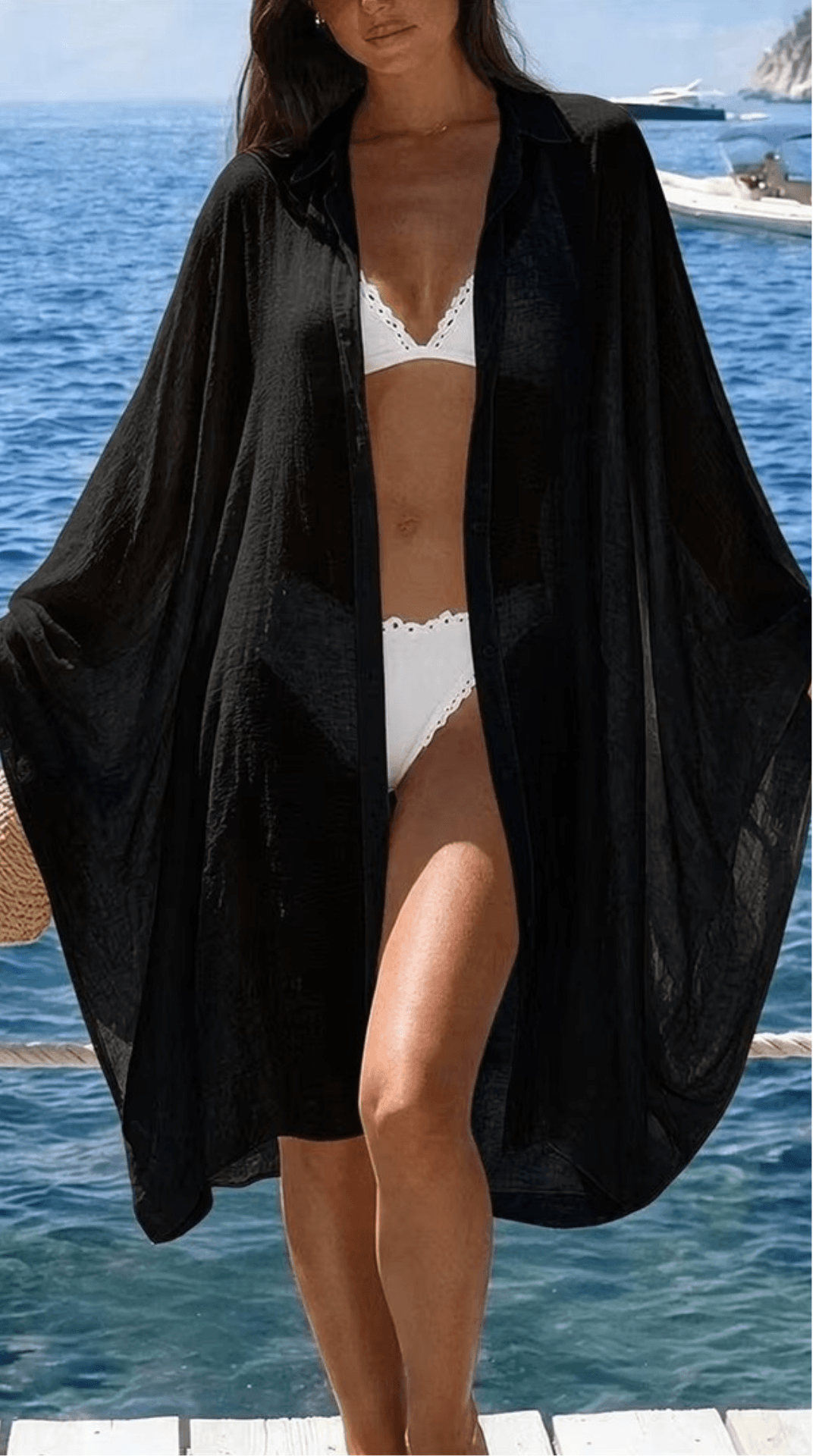 saída de praia chamise, chemise praia, saida de praia, saida de praia elegante, saida de praia longa, chemise, chemise de praia, chemise branca, chemise preta