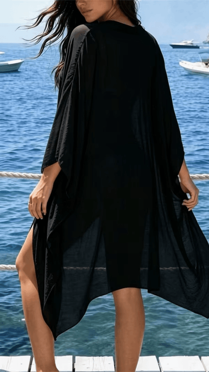saída de praia chamise, chemise praia, saida de praia, saida de praia elegante, saida de praia longa, chemise, chemise de praia, chemise branca, chemise preta