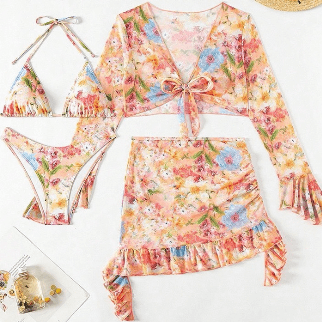 biquini, biquini floral, biquini com florzinha, biquini com saida, buiquini com saia, conjunto biquini, baliloves