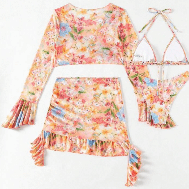 biquini, biquini floral, biquini com florzinha, biquini com saida, buiquini com saia, conjunto biquini, baliloves