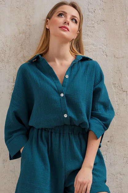 Conjunto de Algodão Crepe Linad