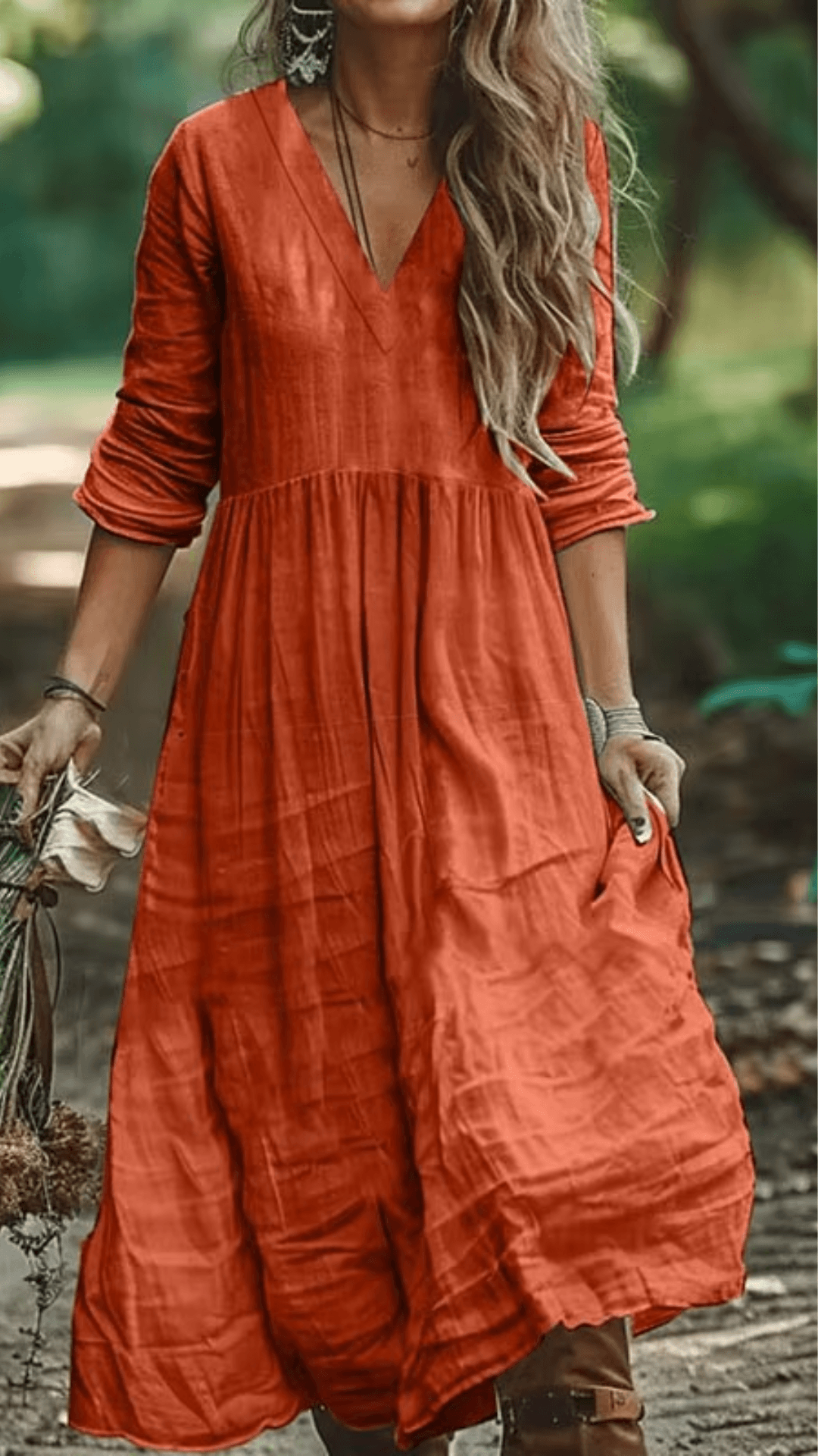 Vestido longo de inverno, vestido manga longa, vestido lingo , vestido longo soltinho, vestido longo manga longa, vestido boemio inverno, vestido boho, vestido solto, vestido babado inverno, baliloves