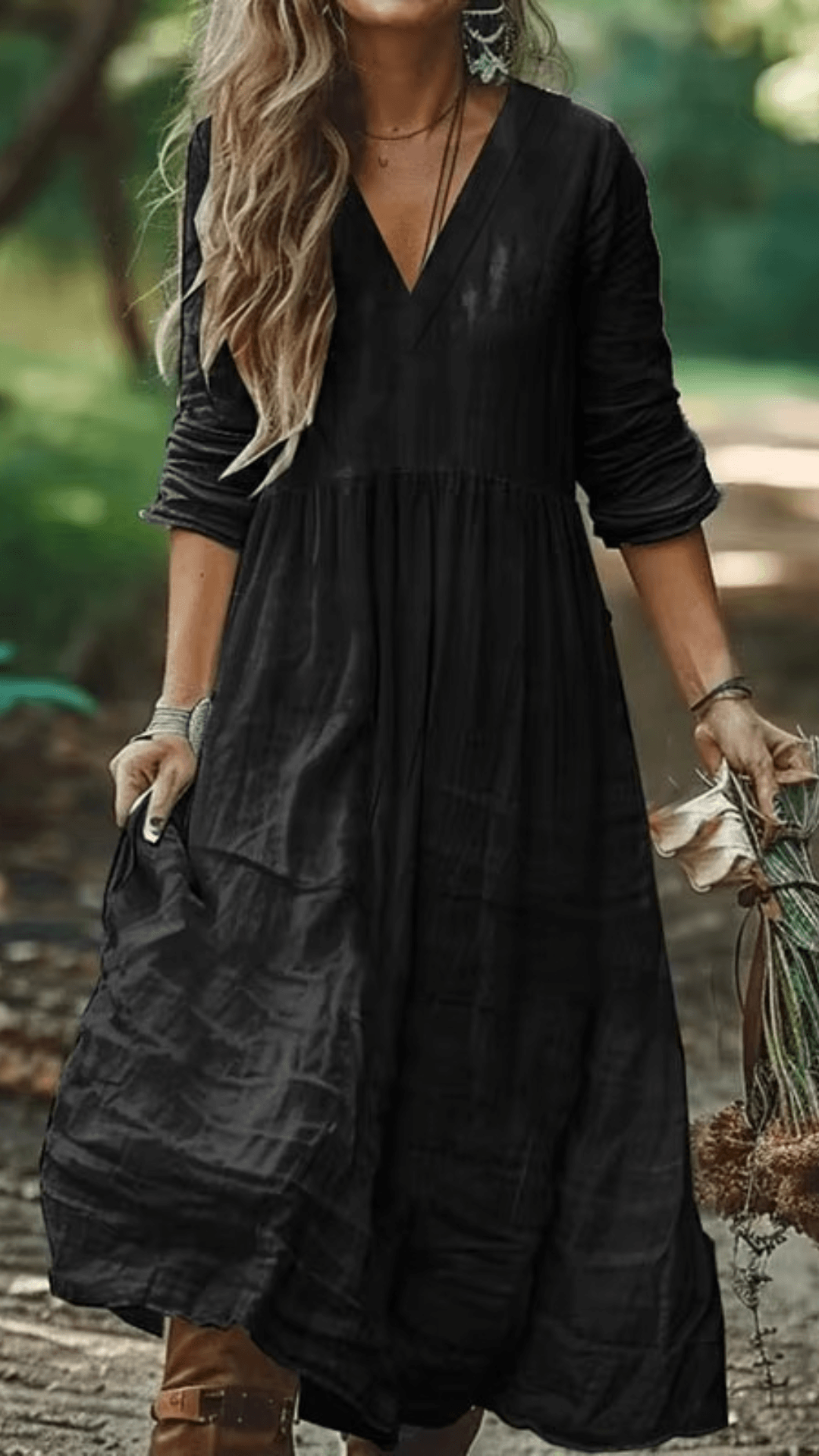 Vestido longo de inverno, vestido manga longa, vestido lingo , vestido longo soltinho, vestido longo manga longa, vestido boemio inverno, vestido boho, vestido solto, vestido babado inverno, baliloves