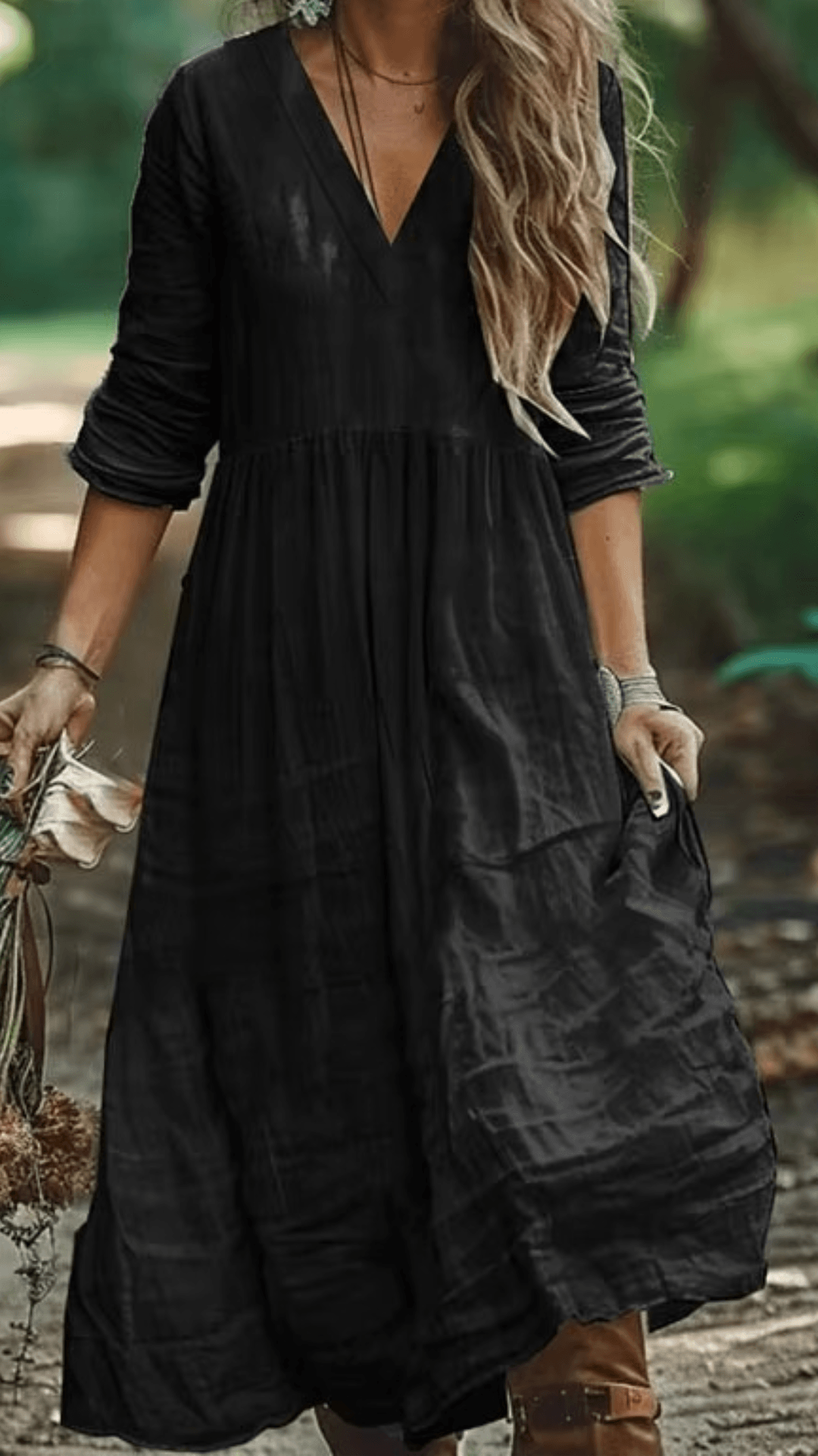 Vestido longo de inverno, vestido manga longa, vestido lingo , vestido longo soltinho, vestido longo manga longa, vestido boemio inverno, vestido boho, vestido solto, vestido babado inverno, baliloves