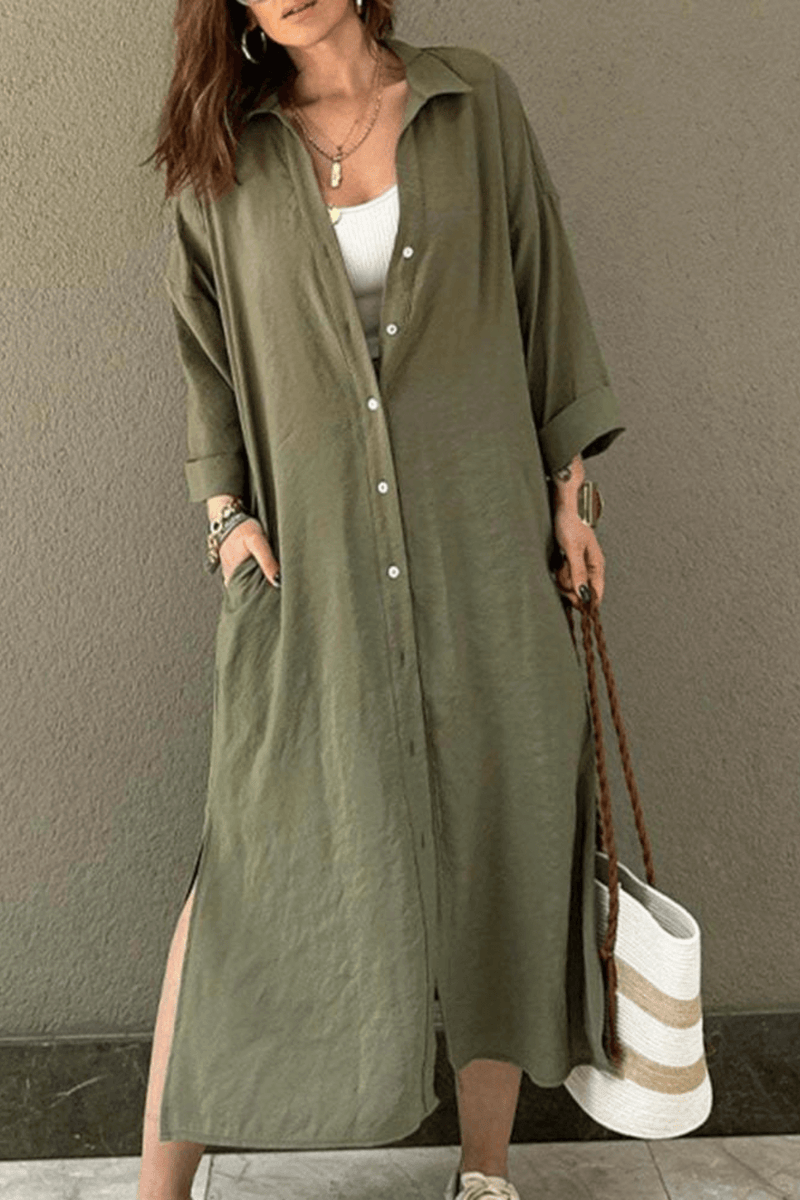 Vestido tipo online camisa longo