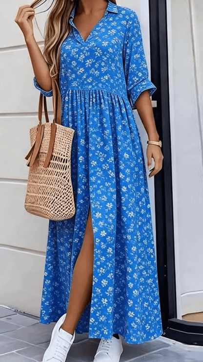 Vestido Longo Floral Isabella com Fenda