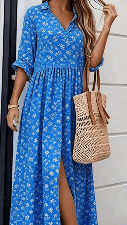 Vestido Longo Floral Isabella com Fenda