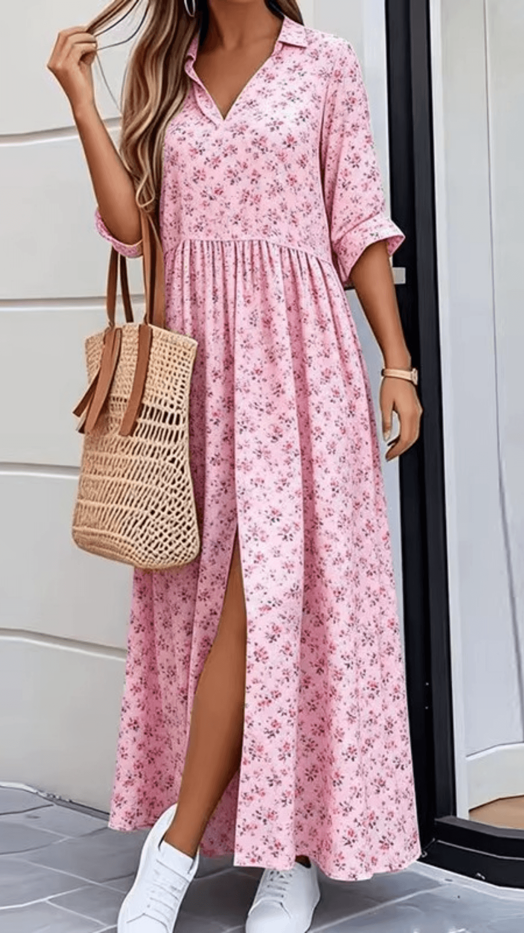 Vestido Longo Floral Isabella com Fenda