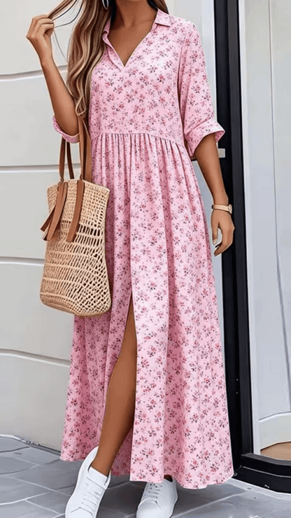 Vestido Longo Floral Isabella com Fenda