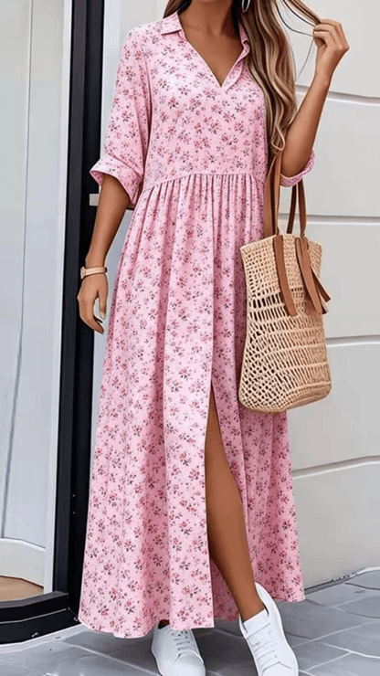 Vestido Longo Floral Isabella com Fenda