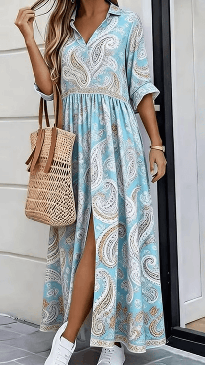 Vestido Longo Floral Isabella com Fenda