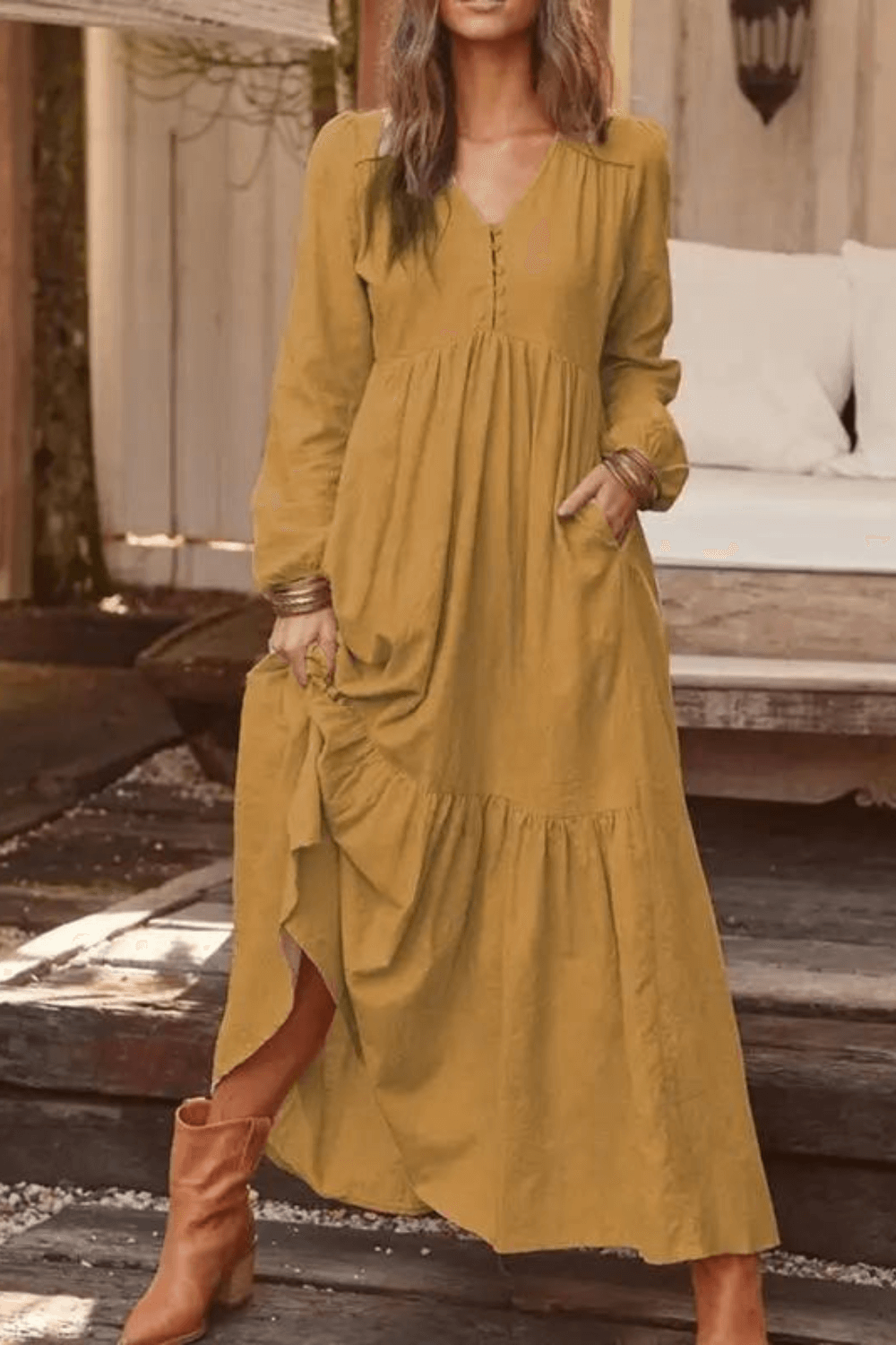 Vestido longo de inverno, vestido manga longa, vestido lingo , vestido longo soltinho, vestido longo manga longa, vestido boemio inverno, vestido boho, vestido solto, vestido babado inverno, baliloves