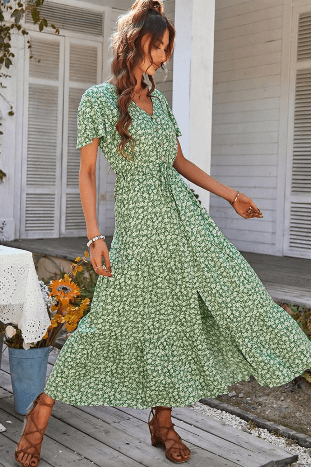 vestido midi, vestido floral, vestido boho, vestido com babado, vestido blogueira, vestido amarracao, vestidos, vestido com fenda, vestido praia, vestido soltinho