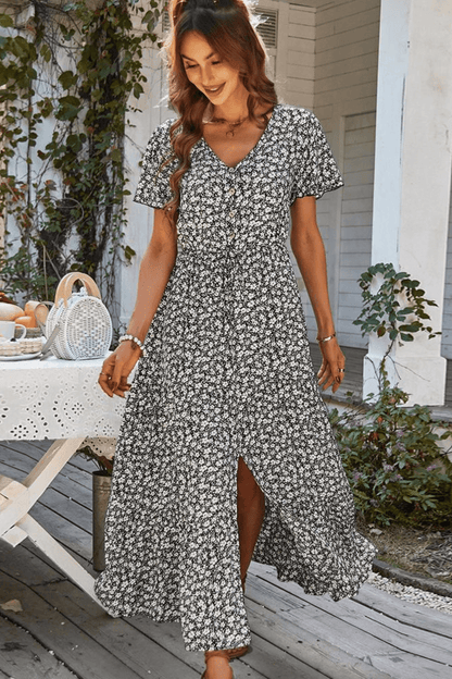 vestido midi, vestido floral, vestido boho, vestido com babado, vestido blogueira, vestido amarracao, vestidos, vestido com fenda, vestido praia, vestido soltinho